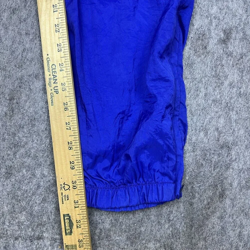 Vtg Reebok Men's Track Pants Blue Nylon Elastic Waist Zip Ankle 90's Size Medium